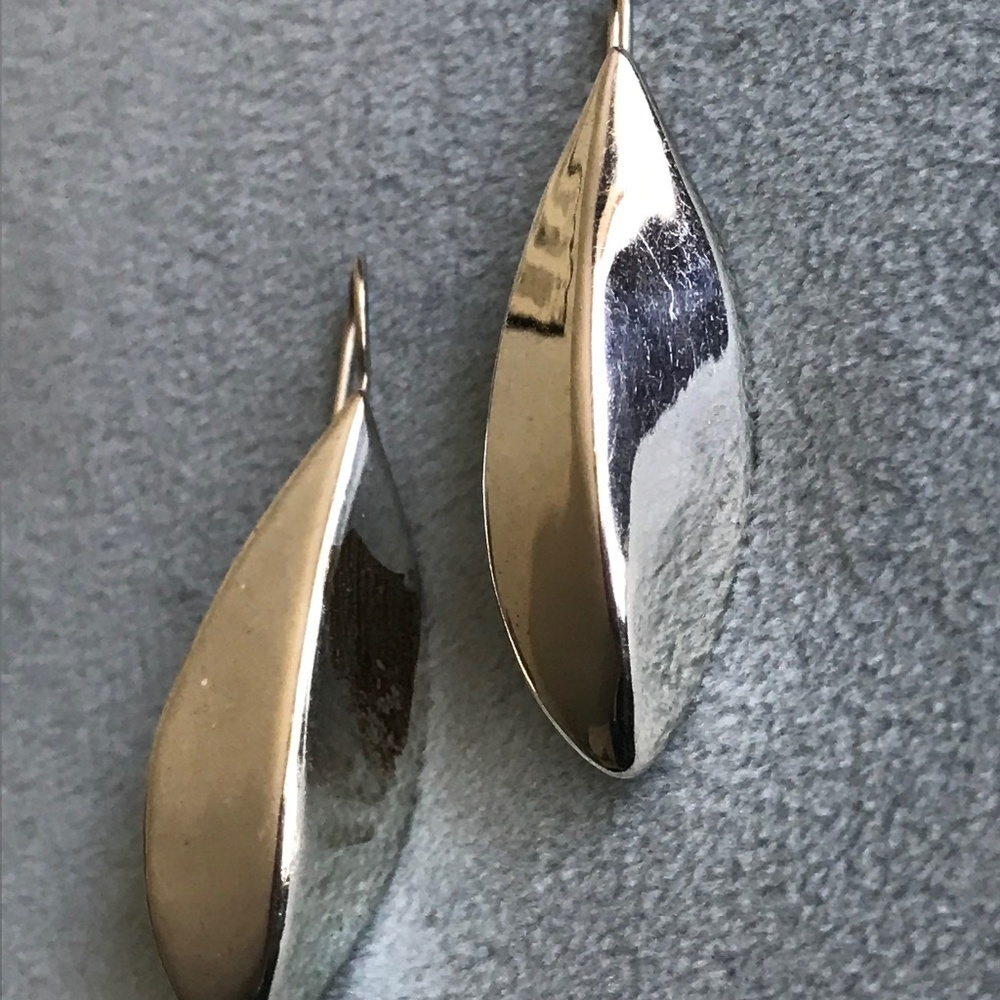 Sterling Silver Leaf Drop Earrings - 2" long